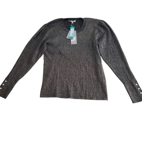 Daniel Rainn fitted Lurex Metallic gold detail black sweater size XXL Office - Picture 2 of 9